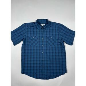 Orvis Blue Plaid Short Sleeve Button Shirt Mens L Outdoor Fishing